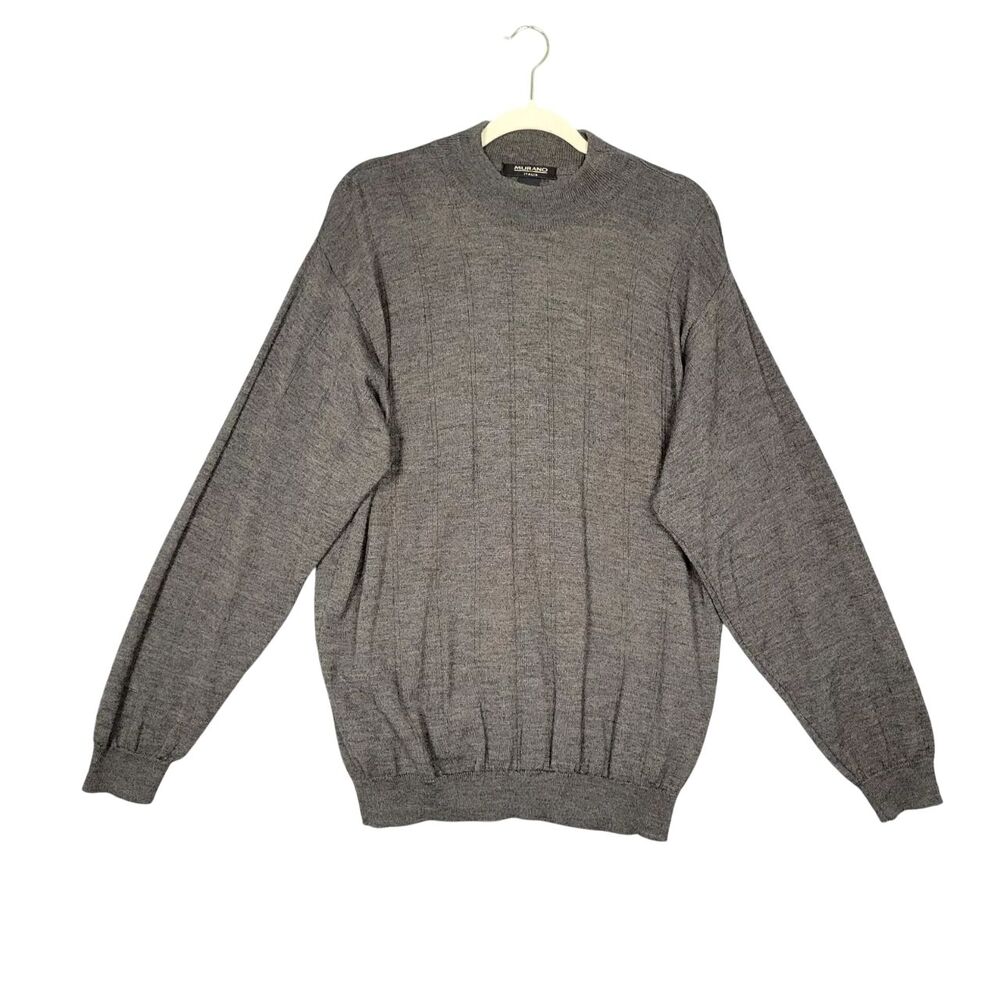 MURANO ITALIA Gray Wool Blend Mock Neck Pullover Sweataer SIZE XL